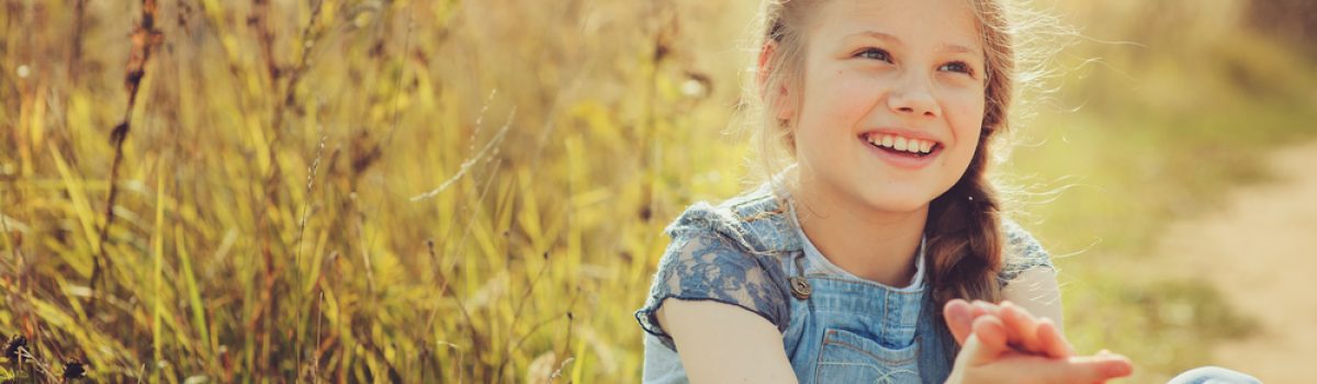 Cheerful,Child,Girl,In,Jeans,Overall,Enjoying,Summer,Outdoor.,Kids